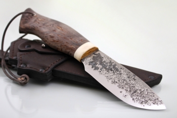Нож "Грибник" Клинок 9хс. Рукоять рог, карельская береза.